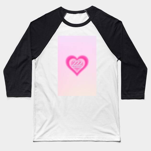 Angel Number 222 Heart Aura Baseball T-Shirt by mystikwhale